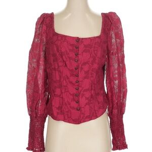 Anthropologie Fuchsia Button-Down Blouse